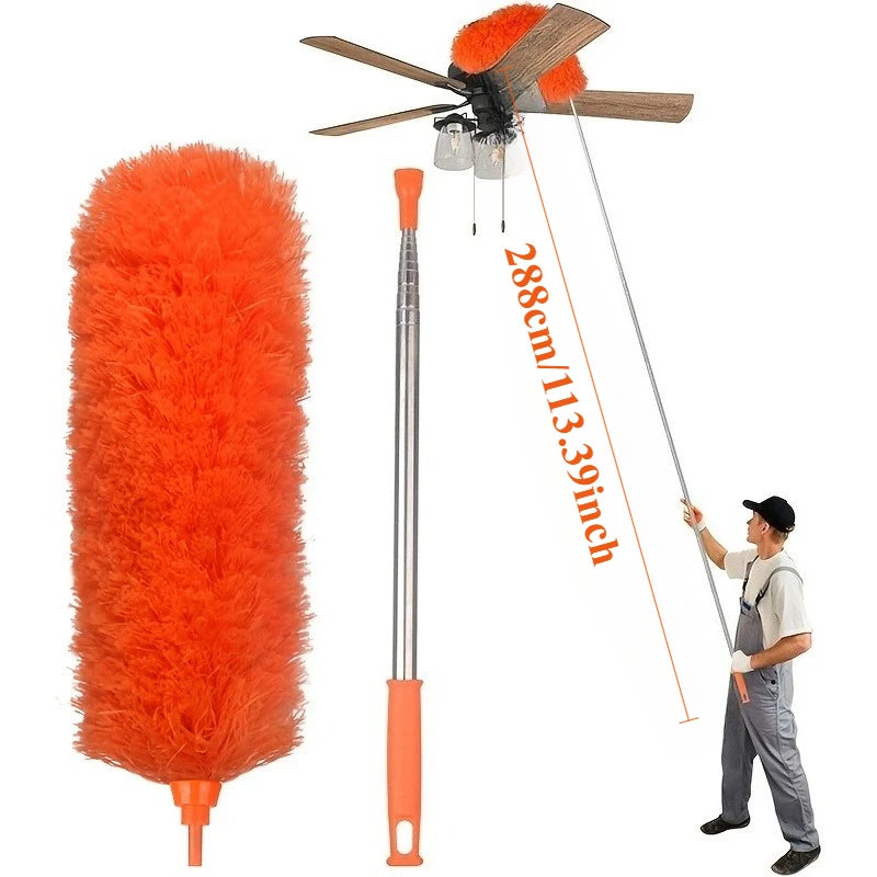 orange - 288cm Color Extendable Microfiber Duster for Ceiling Fans and High Dust