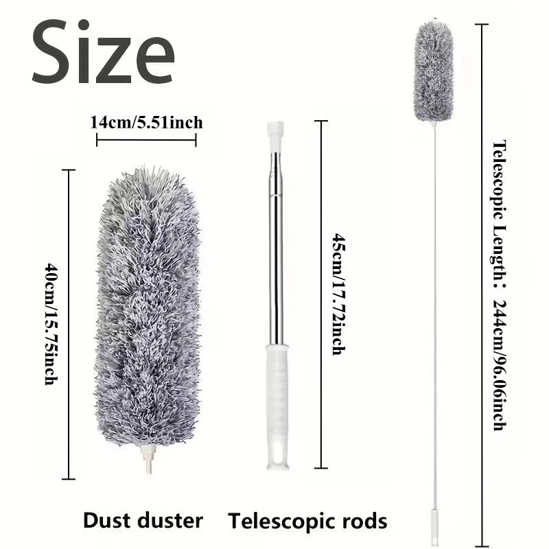 light grey - 244cm Color Extendable Microfiber Duster for Ceiling Fans and High Dust