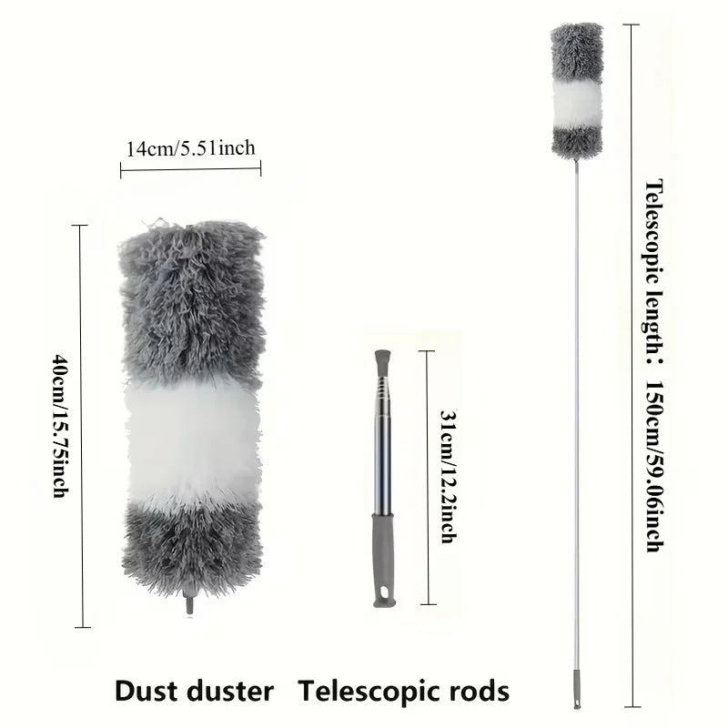 grey and white-150cm Color Extendable Microfiber Duster for Ceiling Fans and High Dust