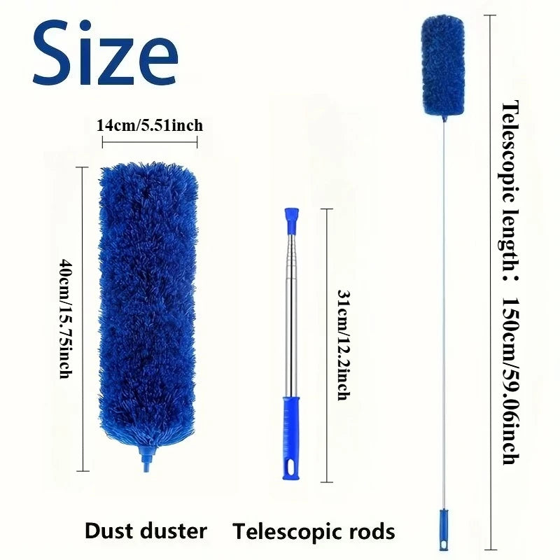 blue - 150cm Color Extendable Microfiber Duster for Ceiling Fans and High Dust