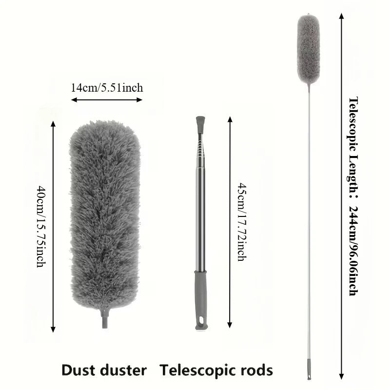 grey - 244cm Color Extendable Microfiber Duster for Ceiling Fans and High Dust